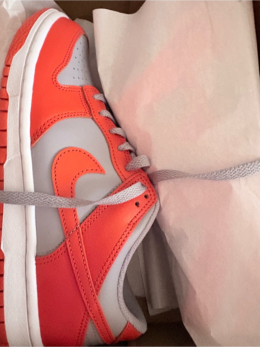 Nike Kids Low Top Sneakers in Gray and Bright Orange